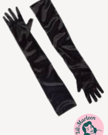 Black Satin Elegance Lange Handsker Sort
