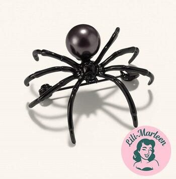 Black Widow Elegant Edderkop Broche Med Mørk Perle