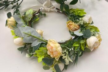 Blomsterkrans Creme Peach Store Smukke Blomster Deluxe