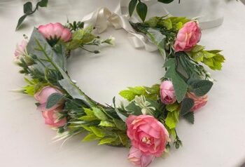 Blomsterkrans Lyserød Rosa Store Smukke Blomster Deluxe
