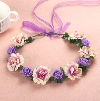 Blomsterkrans Med Roser Blomster Lilla Hvid