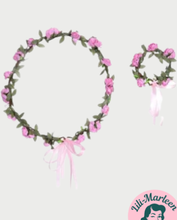 Blomsterkrans Med Små Blomster Lyserød Bånd Med Lille Lyserød Corsage