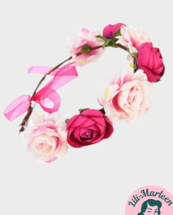Blomsterkrans Med Store Blomster Cerise Hvid
