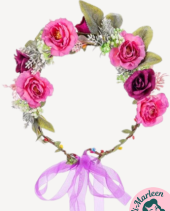 Blomsterkrans Mørk Gammelrosa Med Pink Bånd Deluxe