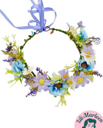 Blomsterkrans Sommereng Blå Lilla   Hvid