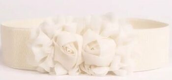 Bredt Elastisk Bælte Med Satin Roser Ivory