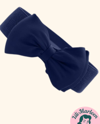 Bredt Elastisk Bælte Med Satin Sløjfe Navy