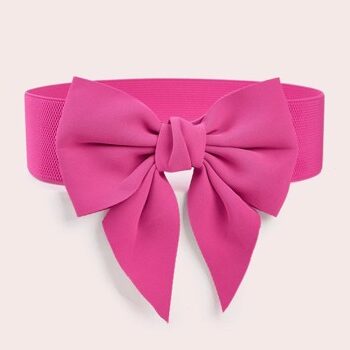 Bredt Elastisk Bælte Med Stor Sløjfe Hot Pink