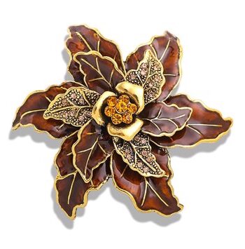 Broche Stor Brun Blomst