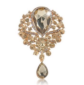 Broche Stor Dråbe Guld Champagne