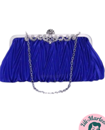 Festtaske Kongeblå Satin Med Elegant Rhinestone Detalje