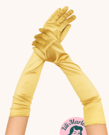 Gyldne Lange Satin Handsker Glamour Vintage Luksus