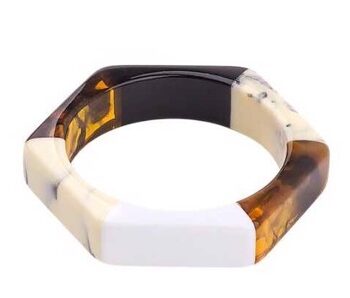 Plastik Armring Sekskant Hvid Brun Creme