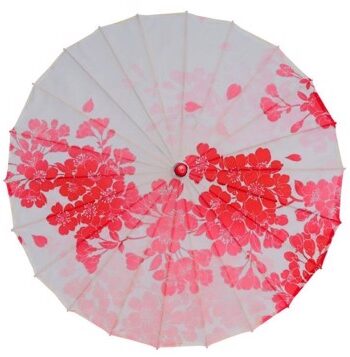 Solparaply Parasol Hvid Med Rød Flora