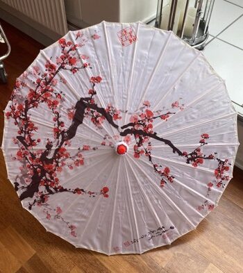 Solparaply Parasol Hvid Rød Gren Model