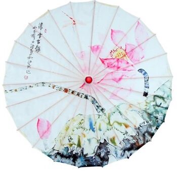 Solparaply Parasol Lyserød Med Flora