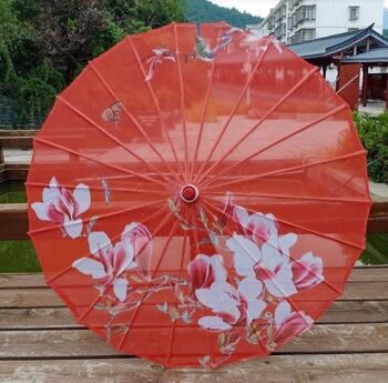 Solparaply Parasol Rød Med Flora