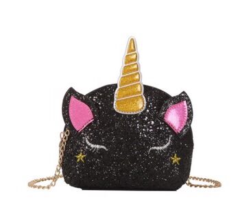 Taske: Enhjøring Unicorn Taske Sort Glitter